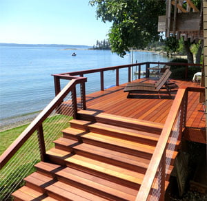 Kayu Decking Installation Essentials left facing deck with lake in background